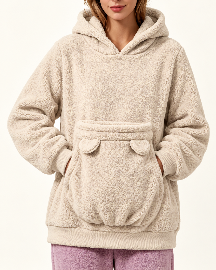 The hoodie worn with an empty pouch